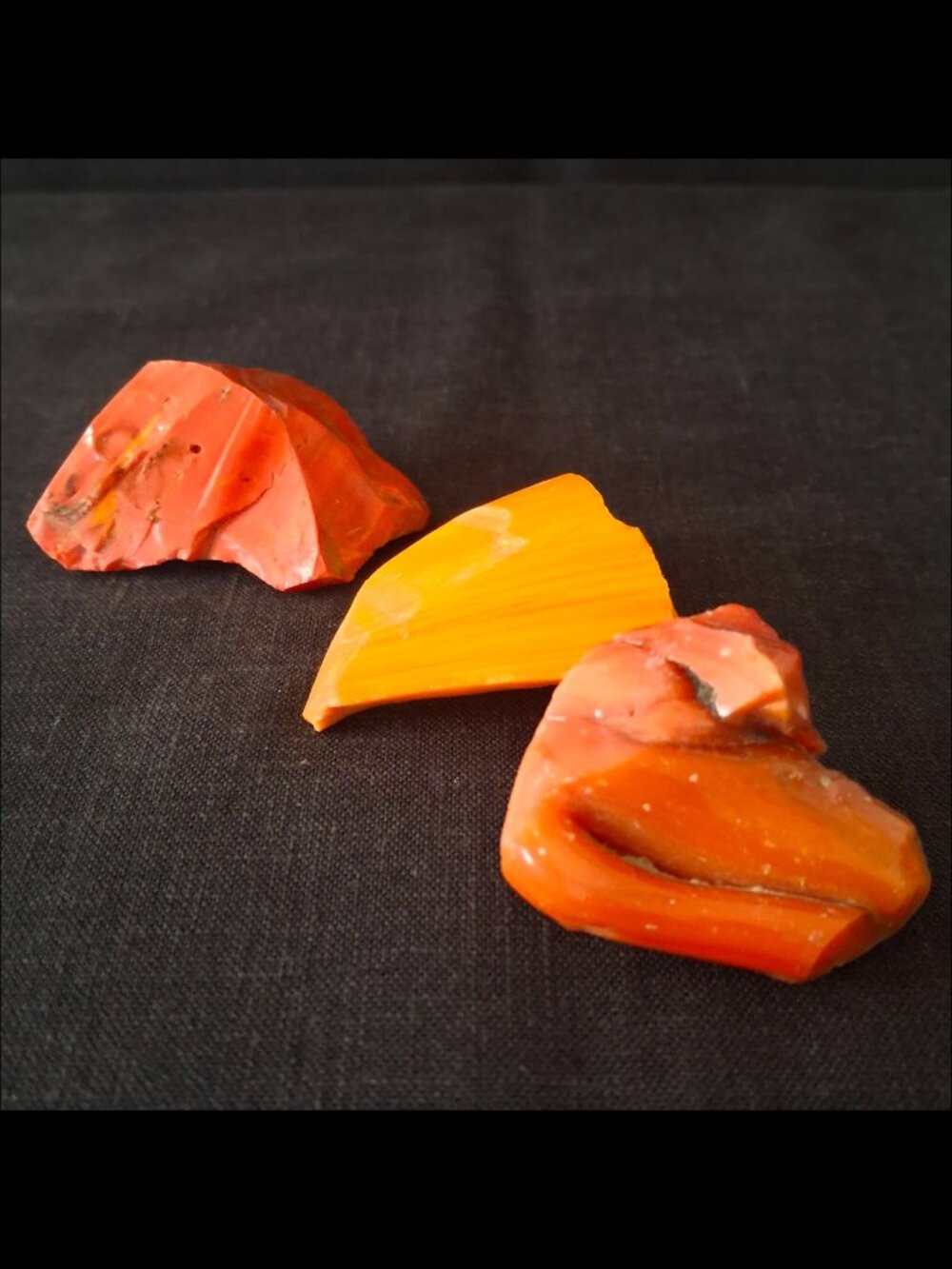 Cullet Akro Agate Clarksburg WV 3 Pieces Red and Orange Shades Slag Art Glass